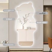 Miroir mural LED intelligent en verre éclairé, forme extraterrestre, pleine longueur, irrégulier, pour salon, miroir de dressing, décoration artistique pour la maison