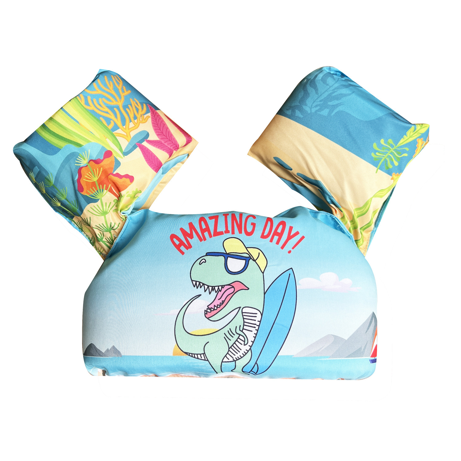Light Blue Surfing Dinosaur