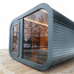 Sauna Cuadrada para 6 Personas, Diseño Moderno, Madera Sólida Ecológica, Vaporizador Exterior, Puerta de Vidrio Templado de 8 mm, Estufa Harvia Suspendida - Product Image 3