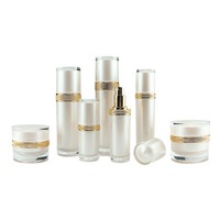 Botol Semprot Toner Lotion Silinder Lurus Berujung Emas Akrilik Berkualitas Tinggi, Pompa Tekan, Wadah Kosong untuk Kosmetik