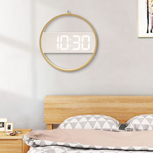 Horloge murale numérique LED ronde décorative en bois créative de 12 <span class=keywords><strong>pouces</strong></span> pour la décoration de la maison ET5059 - Product Image 2
