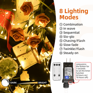 <span class=keywords><strong>Luces</strong></span> de <span class=keywords><strong>Navidad</strong></span> de 8 Modos, <span class=keywords><strong>Luces</strong></span> de Hadas con Cable Verde, Luz Blanca Cálida, Guirnalda de <span class=keywords><strong>Luces</strong></span> Enchufable para Interiores y <span class=keywords><strong>Exteriores</strong></span>, <span class=keywords><strong>Luces</strong></span> de Cumpleaños - Product Image 3