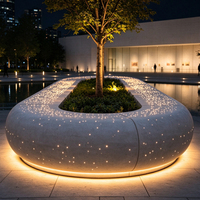Banc en résine de béton transparente UHPC, ciment lumineux GRC, siège de piscine en forme d'arc, éclairage nocturne en pierre Tyco