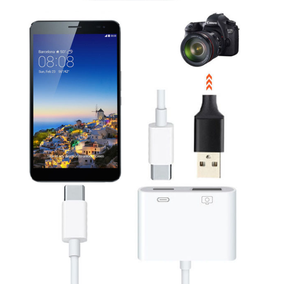 Adaptor Tipe C ke USB <span class=keywords><strong>3</strong></span> Multifungsi, <span class=keywords><strong>2</strong></span>-in-1 dengan Port pengisian daya untuk ponsel & kamera OTG USB C pria ke Wanita - Product Image 5