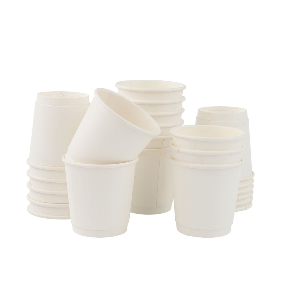 Disposable Wholesale Custom Logo Double Wall Hot Drink Paper Coffee Cup With Plastic Lids