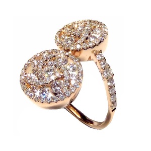 Grossiste HK Bagues décoratives modernes pour toujours or rose massif 18 carats avec diamants véritables Bagues à double grappe pour anniversaire de femme - Product Image 2