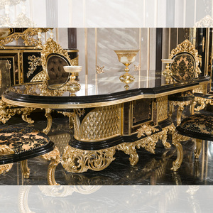 Commercio all'ingrosso stile reale medio-orientale di lusso oro nero <span class=keywords><strong>tavolo</strong></span> da pranzo <span class=keywords><strong>e</strong></span> sedia mobili Set <span class=keywords><strong>tavolo</strong></span> da pranzo Set per 8 - Product Image 2