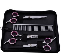 Ciseaux de toilettage pour animaux de compagnie Tondeuse à cheveux pour chiens Tondeuses droites de haute qualité Ensemble de tonte et de toilettage Tondeuses incurvées Kit de peigne