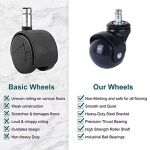 Modern 2.5 Inch 55mm Transparent PP Ball Bearing 360 Degree Swivel Casters Eco Friendly Durable <b>Replacement</b> Chair <b>Wheels</b> - Product Image 5