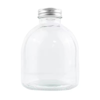 Envase de vidrio esmerilado de 300ml y 500ml con forma de bulbo, tapa de rosca de acero estañado, reciclable, para uso doméstico, para zumos, bebidas fermentadas y licores de frutas.