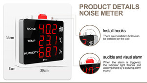 Innenraum-Geräuschmonitor zur Erkennung von Lärm, Temperatur und Luftfeuchtigkeit, Messbereich 30dB~130dB - Product Image 5