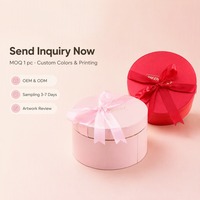 Boîte cadeau deux pièces personnalisée pour faveurs de mariage, cadeaux de fête nuptiale, coffrets cadeaux, boîte ronde rose clair et rouge, vente en gros usine