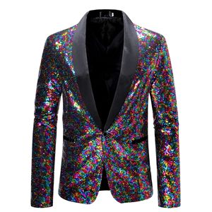 Giacca Smoking Colorata da Uomo con Paillettes Lucide, Colletto a Scialle e Bottone Singolo per Cosplay e Spettacoli - Product Image 2