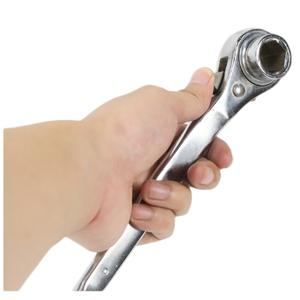 Llave de trinquete de cola puntiaguda, llave de trinquete de enganche rápido, llave de trinquete negra y plateada, llave de trinquete de acero al carbono con acabado cromado, herramienta de reparación para el hogar - Product Image 5