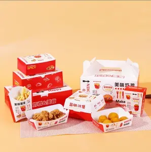 Impressão descartável Logo Kraft Retirar Papel Almoço Burger Box Para Embalagem Hot Fast Food Grade Box Takeaway Take Away