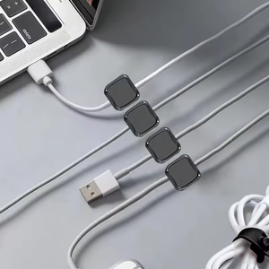 Soporte de cable ajustable, organizador de gestión de cable magnético de plástico, soporte de cable adhesivo fuerte para escritorio - Product Image 5