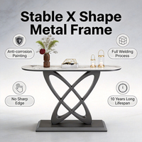 Table console de salon luxueuse, minimaliste, en métal, durable et facile à nettoyer, avec un long cadre d'armoire murale et une armoire d'entrée