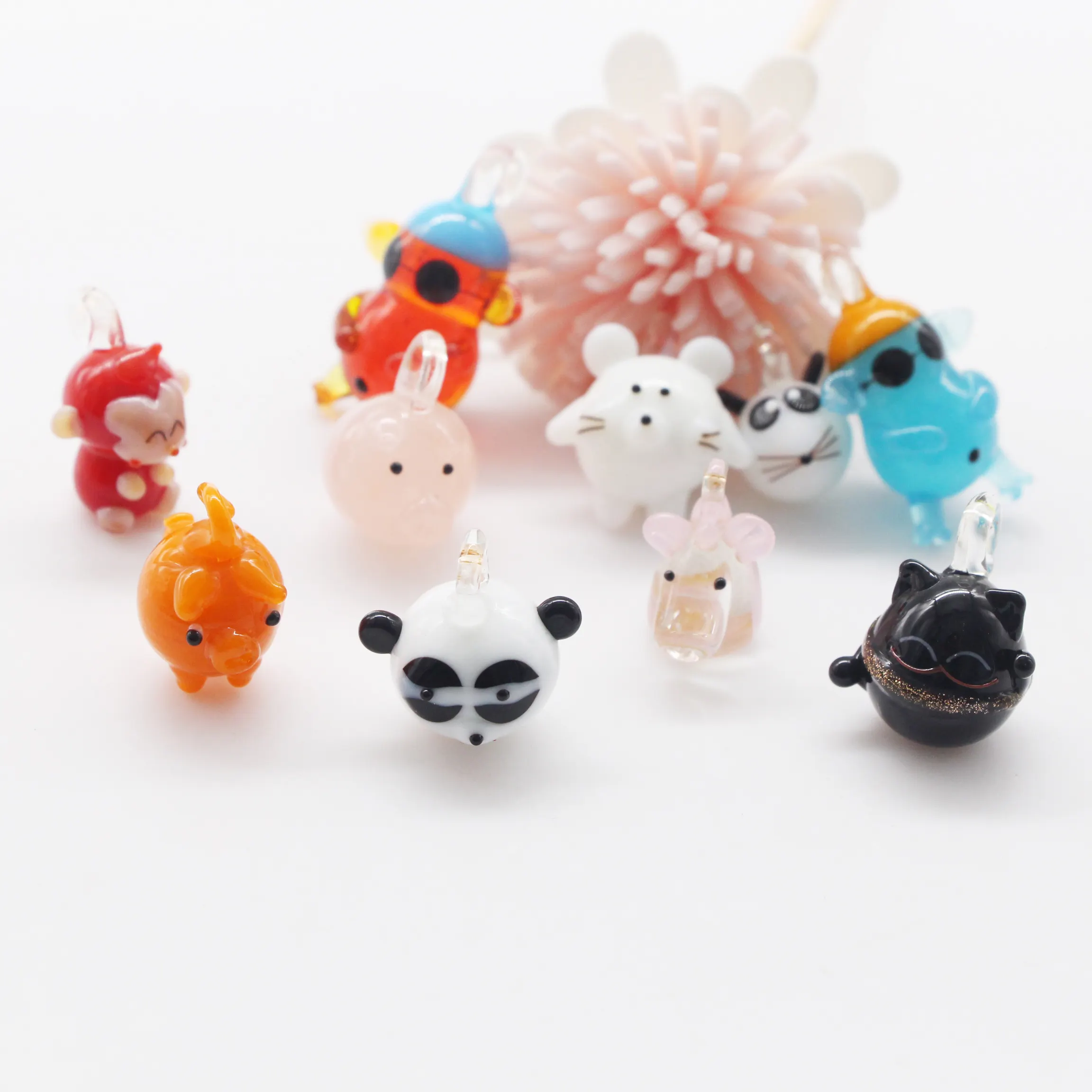 New design handmade lampwork glass cute mini animal figurine pendant