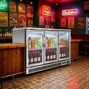 Vitrine Réfrigérée à Bière en Acier Inoxydable à Température Unique, 3 Portes Vitrées, Refroidissement par Ventilation, Grande Capacité, Réfrigérateur de Présentation de Boissons pour Bar Arrière - Product Image 6