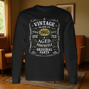 T-shirt vintage à manches longues de 1965, fabriqué en 1965, parfaitement vieilli, pièces originales, cadeau pour le 60e anniversaire - Product Image 3