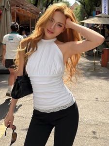 เสื้อสายเดี่ยวผู้หญิงสำหรับฤดูร้อน ทรงพลีท คอวี ช่วยให้ดูผอมเพรียว โดดเด่นไม่ซ้ำใคร - Product Image 3