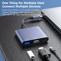 2025 vente chaude pas cher prix 3-en-1 type-c vers HDTV USB 3.0 5Gbps transfert de données PD type-c adaptateur pour ordinateur portable prise en charge PD 100W