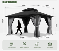 Gazebo à toit rigide 12x14 avec toit en acier galvanisé double