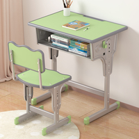 Ensemble bureau et chaise d'étude réglables en hauteur pour enfants, structure métallique, table d'école pour étudiants avec tiroir de rangement et crochet pour sac pour enfants