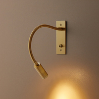 Applique murale LED minimaliste à col de cygne flexible en métal, moderne, pour chambre à coucher, chevet, lecture, design, vente en gros pour projets