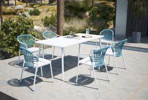 Set da Pranzo Moderno per Esterni per Hotel, in Lega di <span class=keywords><strong>Alluminio</strong></span> + Corda Intrecciata in Olefina (Adatta per Cuscini), Leggero e Impermeabile - Product Image 2