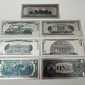 Lot de 7 cartes de dollars en feuille d'or - Billets de jeu imprimés colorés, monnaie argentée pour accessoires de jeu de Mahjong américain, cadeaux de fête - Product Image 3