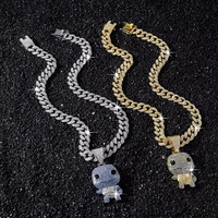 Collier Pendentif Mini Tortue 3D en Alliage de Zinc, Bleu Glacé et Blanc, Motif Dessin Animé Tendance, Cadeau de Fête pour Enfants, Or 14K