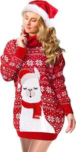 Personnalisé mignon surdimensionné <span class=keywords><strong>moche</strong></span> <span class=keywords><strong>robe</strong></span> <span class=keywords><strong>pull</strong></span> <span class=keywords><strong>de</strong></span> noël 2025 décontracté confortable gros tricot col roulé robes d'alpaga - Product Image 3