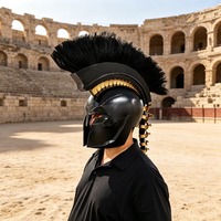 Casque d'Agamemnon Spartan en noir roi médiéval, accessoires de jeu de rôle pour Halloween