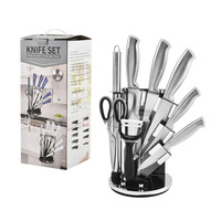 Vente en gros d'usine, ensemble de couteaux de cuisine de haute qualité en acier inoxydable à 9 pièces avec manche creux, couteaux de chef, à fruits et couteaux cadeaux