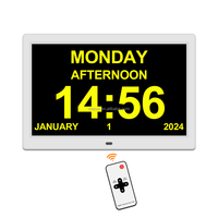 Cadre photo numérique de haute qualité 10,1 pouces avec horloge de bureau Wi-Fi pour personnes âgées atteintes de la maladie d'Alzheimer et de la démence, mouvement électronique