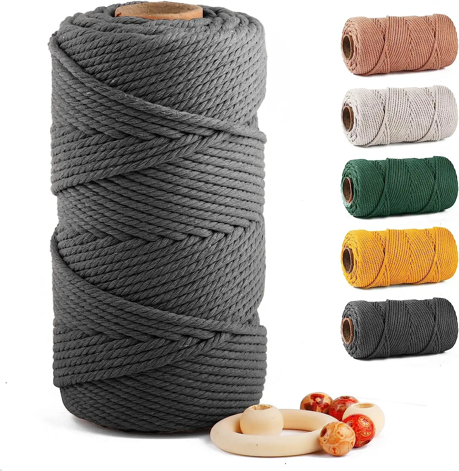 Macrame Cotton Cord 5mm Handmade 4 Twisted Braided Cotton Rope Craft Cord for Tapestry Dream Catchers Knitting Plant Hanger DIY