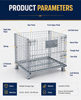 Cage de stockage industrielle pliable pour pneus, thermolaquée, pour système d'entreposage automobile