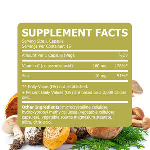 高品质天然蘑菇免疫复合物胶囊锌与维生素C蘑菇补充剂可增强能量和注意力，适合成人 - Product Image 2