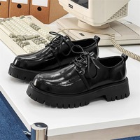 Chaussures habillées pour homme de style britannique à semelle épaisse, à lacets robustes, en cuir brillant, pour le bureau