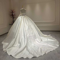 Robe de mariée élégante et légère de style court à longue traîne en satin brodé avec appliques Xx26 Jancember