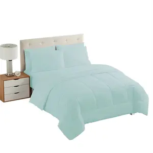 Oeko-tex set selimut tempat tidur, serat mikro Ratu warna Solid semua musim dengan lembut