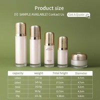 Ensemble cosmétique avec bouchon doré en PETG personnalisé avec logo |   Flacons pompe sans air et pots à crème blancs 100ml/150ml – Emballage cosmétique OEM ODM