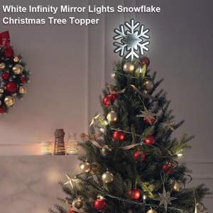 GOLDMORE Topper albero <span class=keywords><strong>di</strong></span> natale 200 led bianco fiocco <span class=keywords><strong>di</strong></span> neve stella 3D specchio <span class=keywords><strong>infinito</strong></span> scintillante inverno luce al Neon acrilico IP65 - Product Image 5
