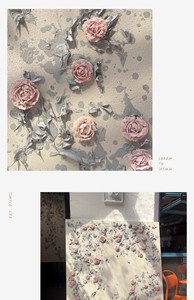 Pintura al Óleo Pintada a Mano al por Mayor, Decoración para Sala de Estar, Cuadro Grande Blanco con Rosas Tridimensionales Colgantes en la Pared - Product Image 3