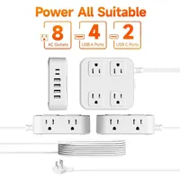 Multiprise 8 prises 2 USB-C 2 USB-A avec interrupteur, prise plate, logo personnalisé OEM usine