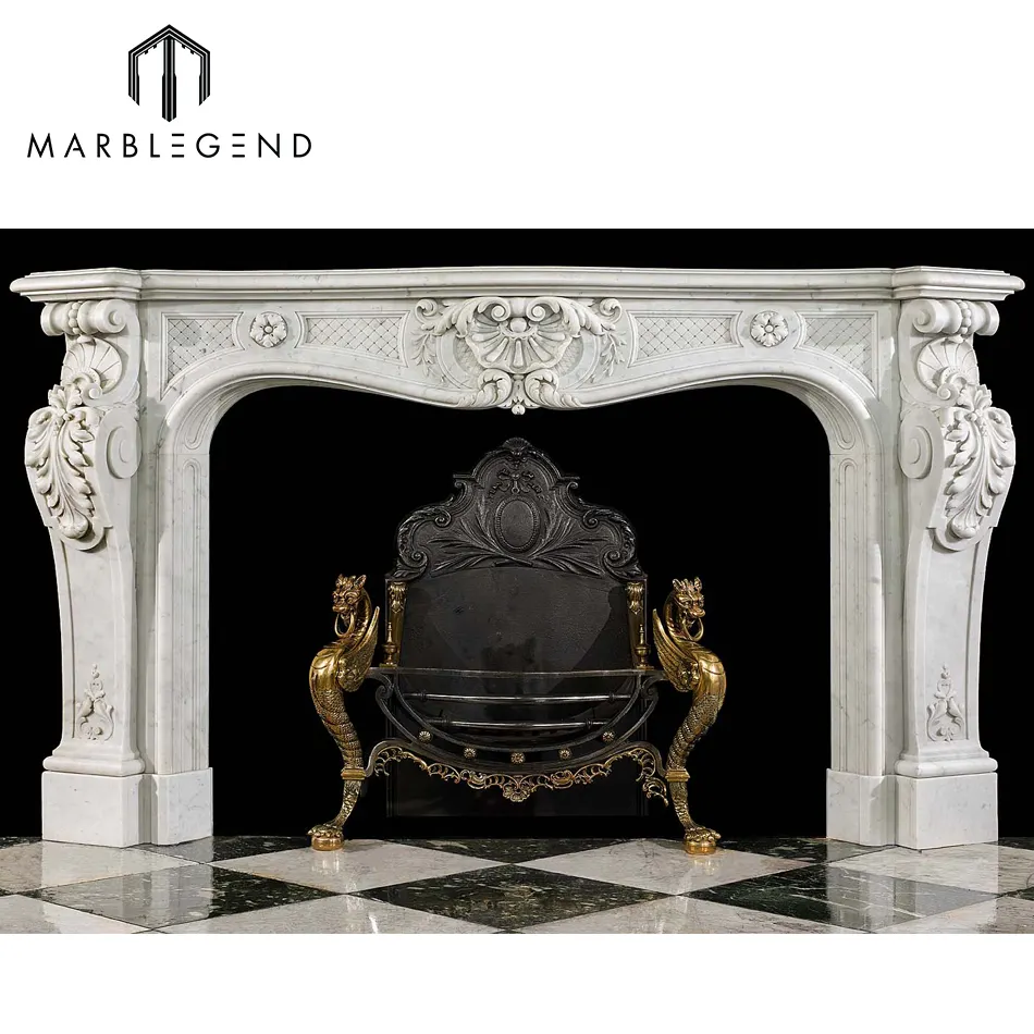 Un Statuaria Marmo stile Barocco Francese antico camino camino in marmo commerci all'ingrosso