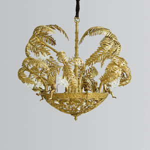 Lustre de luxe en <span class=keywords><strong>laiton</strong></span> à <span class=keywords><strong>suspension</strong></span> unique en forme de <span class=keywords><strong>feuille</strong></span> de palmier, éclairage en cristal et lampe suspendue - Product Image 6