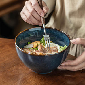 Bol en céramique de style nordique de 6 pouces avec glaçure réactive bleue <span class=keywords><strong>pour</strong></span> riz, soupe, salade, petit-déjeuner, restaurant, vaisselle de table à domicile - Product Image 2