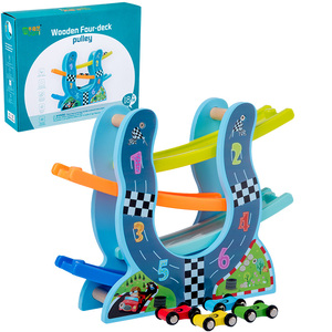 Pista de carreras de rampa de coche deslizante de madera de color en forma de U juguete para niños juguetes educativos de aprendizaje - Product Image 2